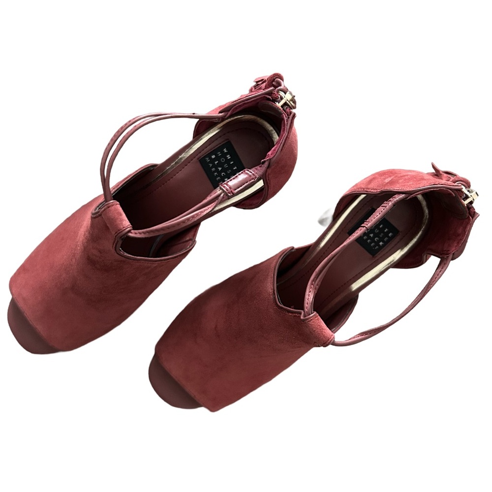 White House Black Market Burgundy Women's Peep-Toe Booties. Size 8 - Picture 6 of 6